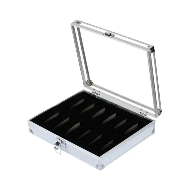 Caja expositora de relojes de aluminio - 12 ranuras